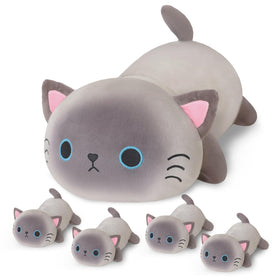 SQEQE Siamese cat plush mommy belly with four removable babies, cozy cuddle toy