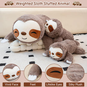 SQEQE sleepy-eyed sloth plush on face invites calm and gentle vibes.