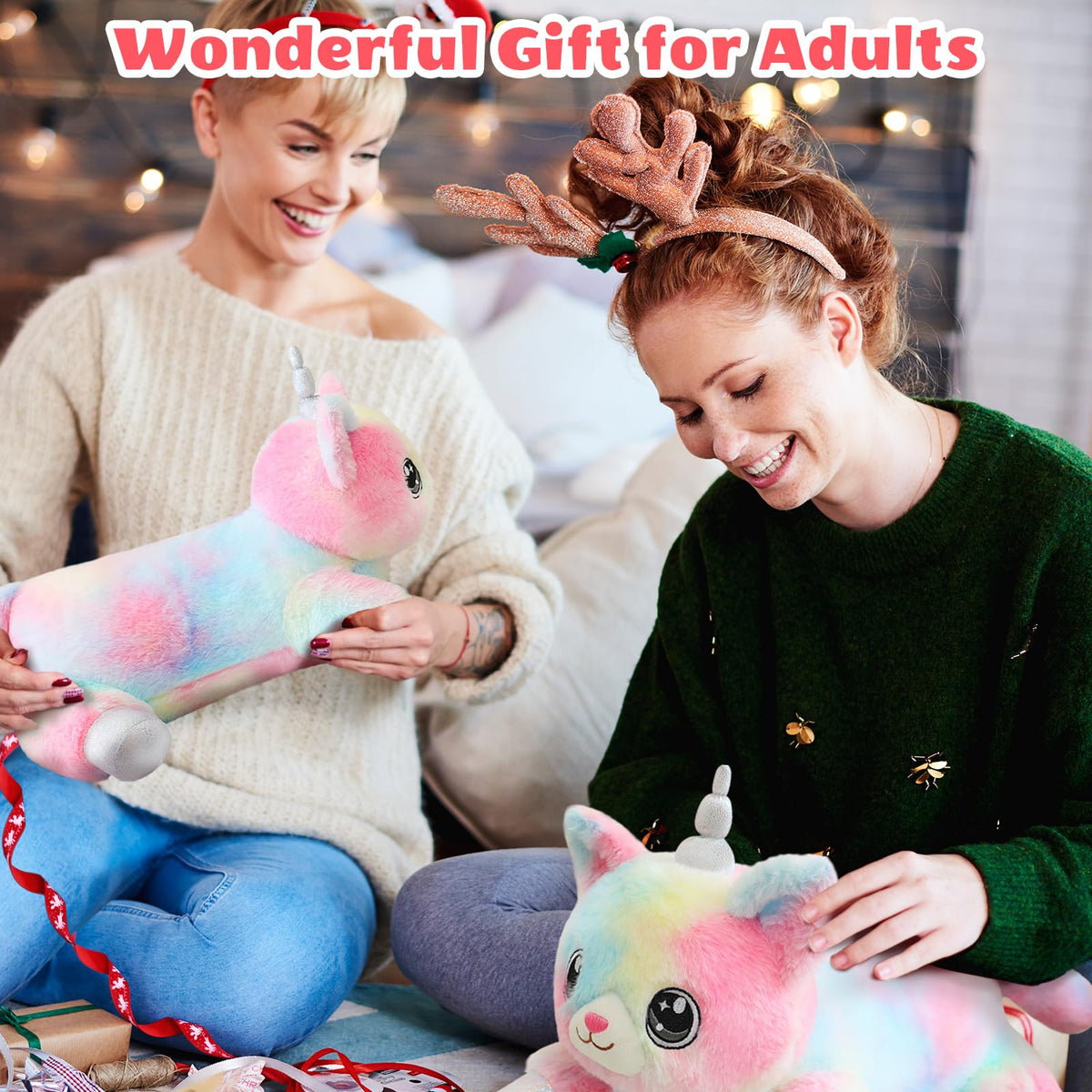 SQEQE unicorn cat plush fluffy arrival after venting; ready for hugs.