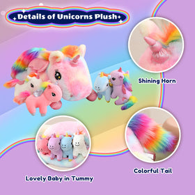 SQEQE Unicorn mommy belly zipper opening shows removable babies for imaginative play
