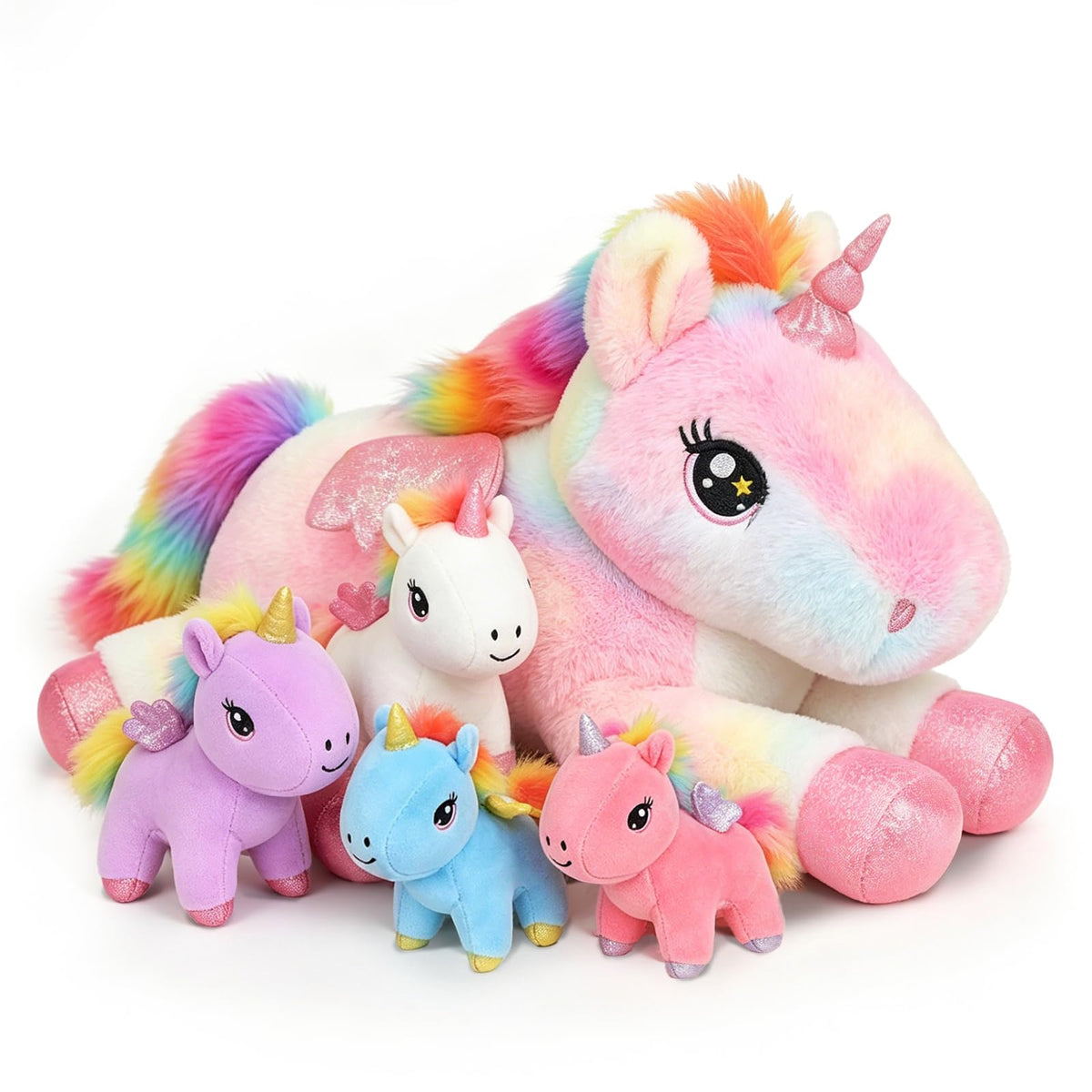 SQEQE Unicorn mommy with four babies soft cuddle-worthy family companion