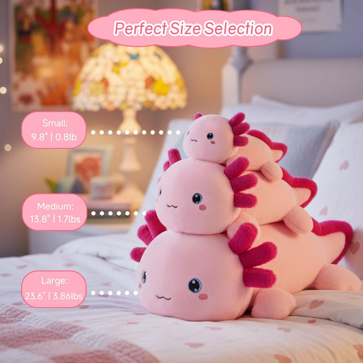 Inside beads visible in SQEQE axolotl plush, gentle weighted support