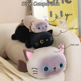 SQEQE weighted black cat plush 60 cm display shows large, comforting presence.