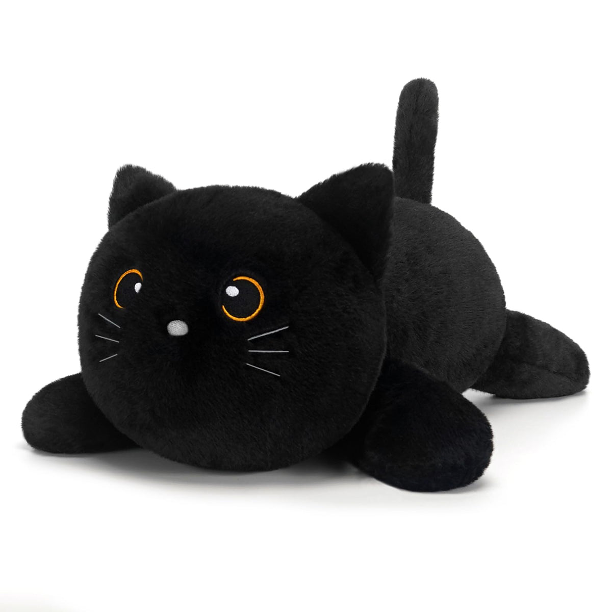 SQEQE weighted black cat plush front view for cozy, comforting hugs.