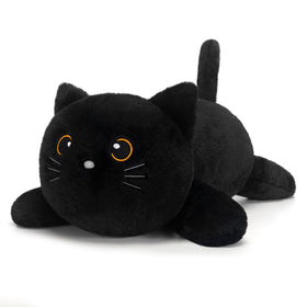 SQEQE weighted black cat plush front view for cozy, comforting hugs.