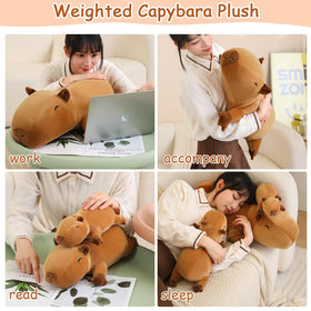 SQEQE weighted capybara plush care-friendly fabric close-up.