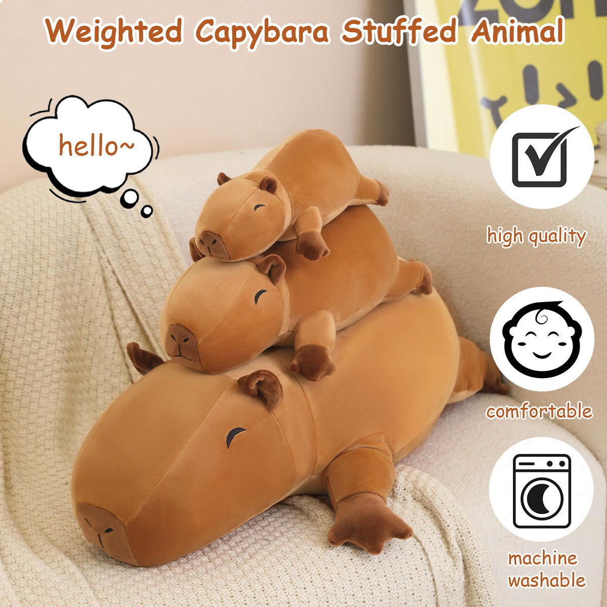 SQEQE weighted capybara plush nap pillow demonstrating pillow-like comfort.