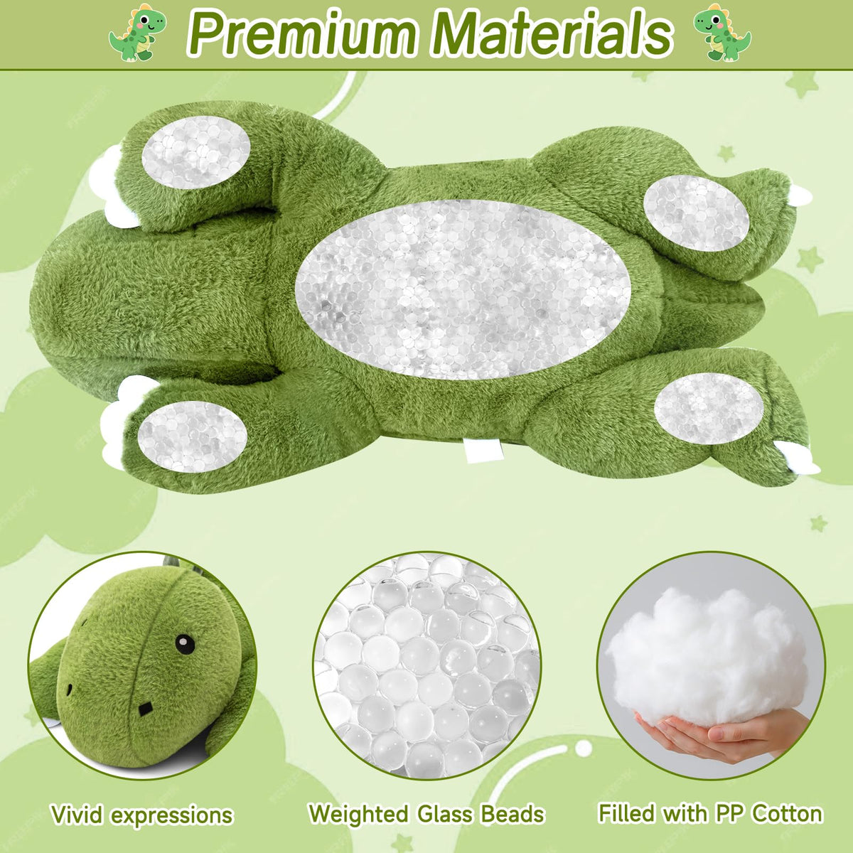 SQEQE weighted dinosaur plush soft fabric close-up texture