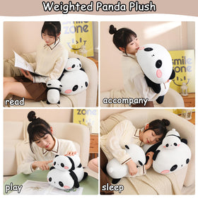 SQEQE weighted panda plush on sofa as cozy decor