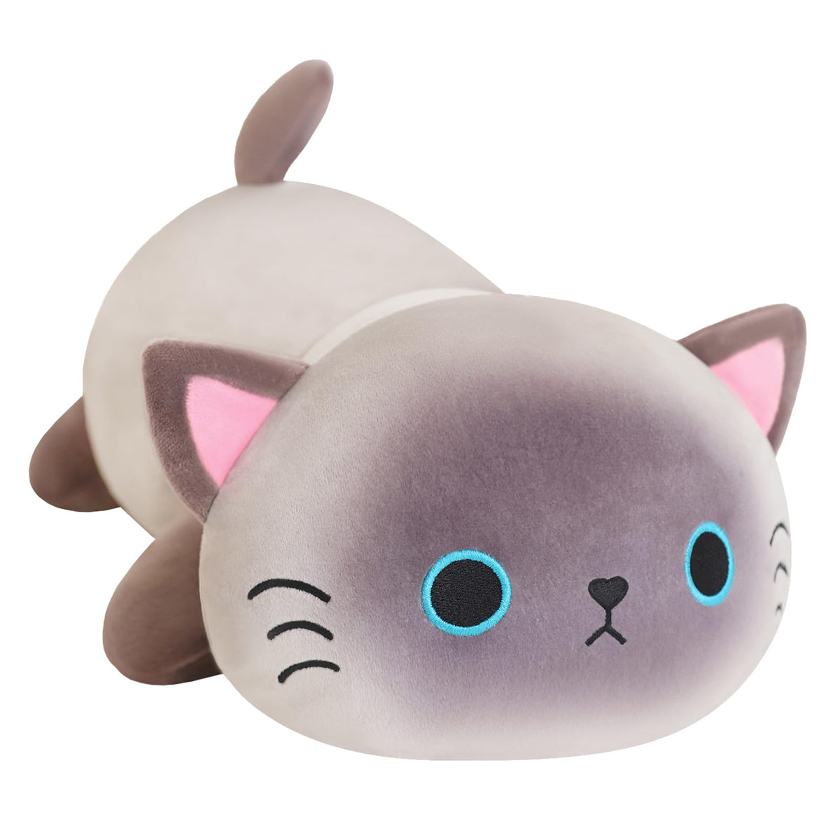 SQEQE weighted Siamese cat plush front view, cozy cuddle companion for kids
