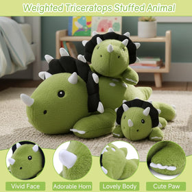 SQEQE weighted Triceratops plush close-up stitching for safe snuggles.