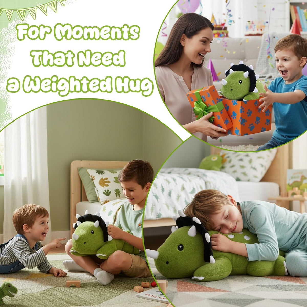 SQEQE weighted Triceratops plush soft fabric ideal for sensitive skin.