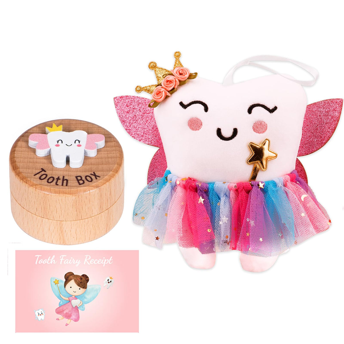 SQIMZAR Tooth Fairy Pillow features soft felt and glittering wings for bedtime magic.