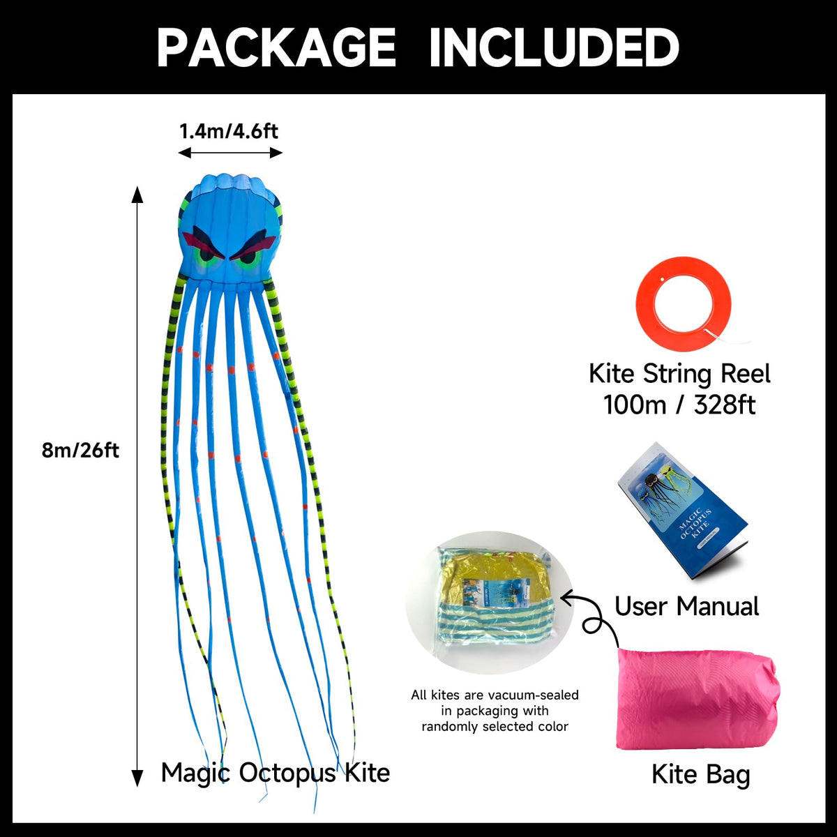 SQLWYLAT octopus kite inflates during flight for quick setup