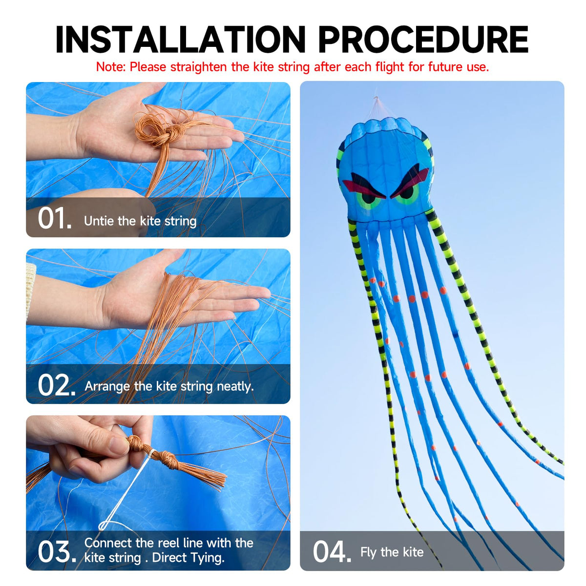 SQLWYLAT packaging includes kite reel and manual for easy use