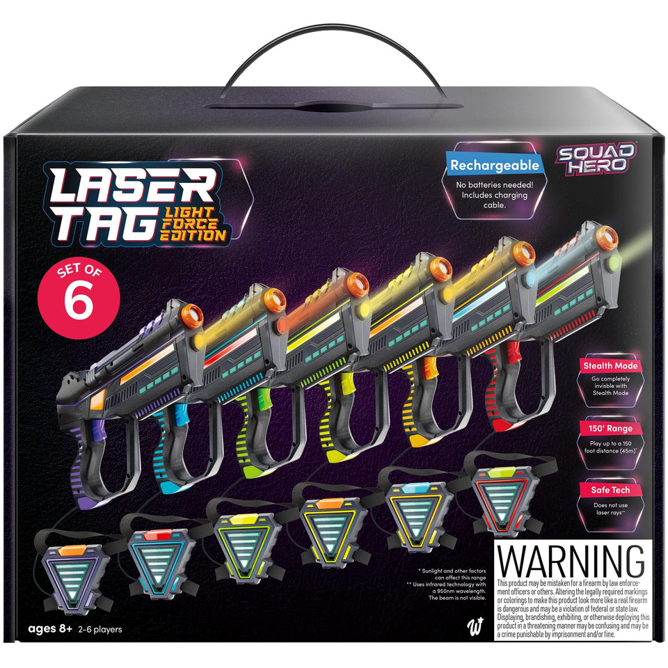 Squad Hero LightForce six-gun set ready for competitive backyard battles.