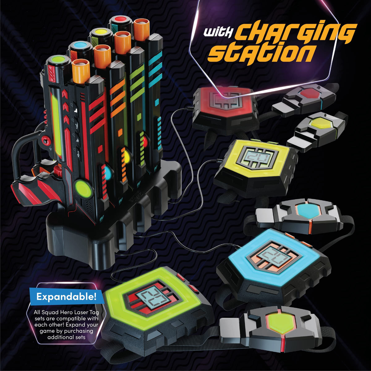 Charging station powering the Squad Hero gear for quick starts