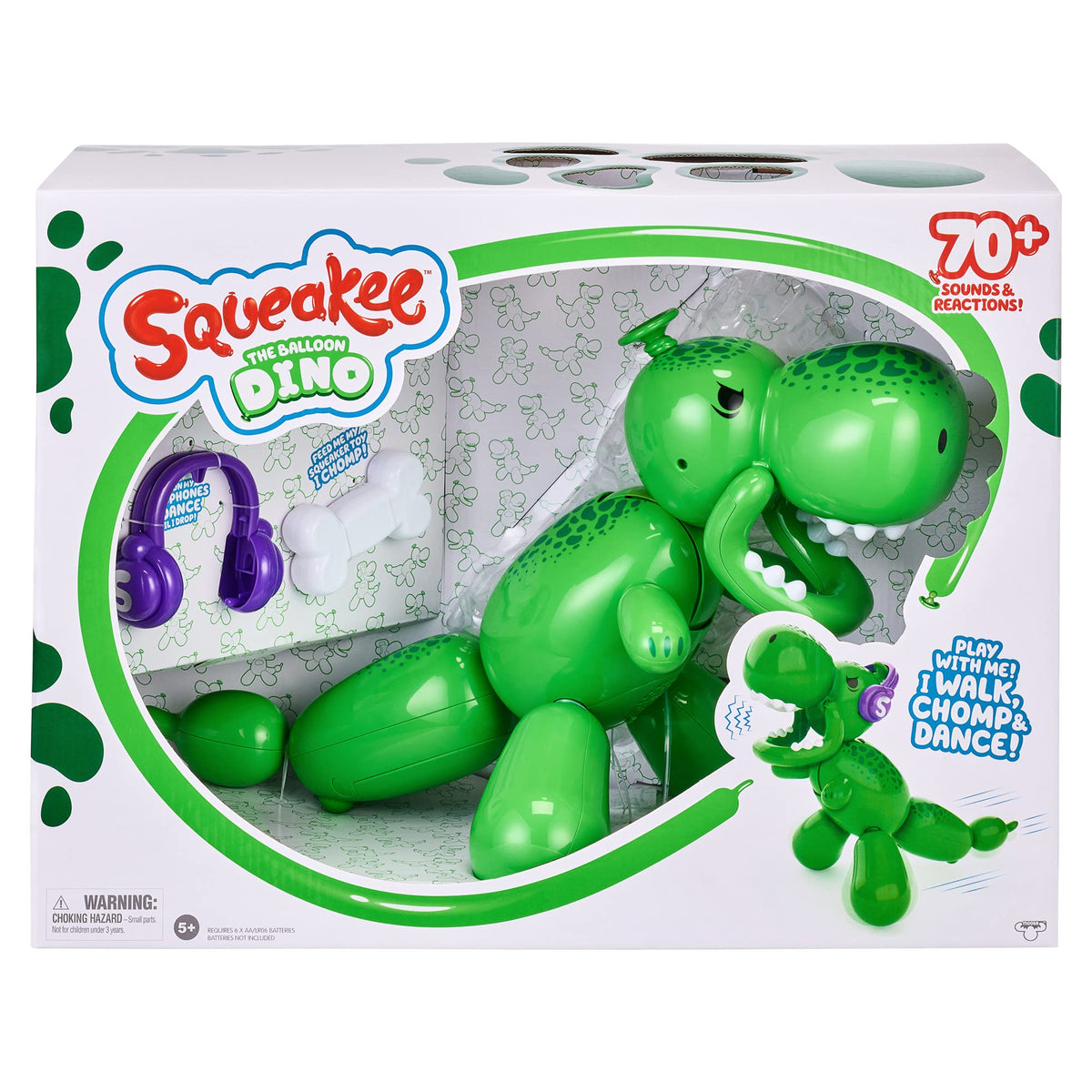 Squeakee Dino chomps during games, encouraging active interaction