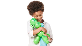 Squeakee Dino tail pump inflates for surprising, interactive moments