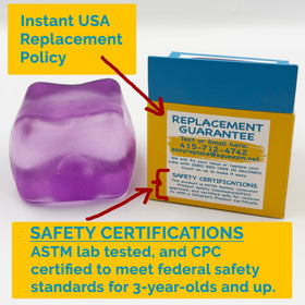Squeez'M close-up of slow-rise gel core and durable shell