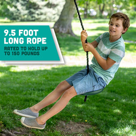 Squirrel Products leg protectors on the disc swing for safer children's play.