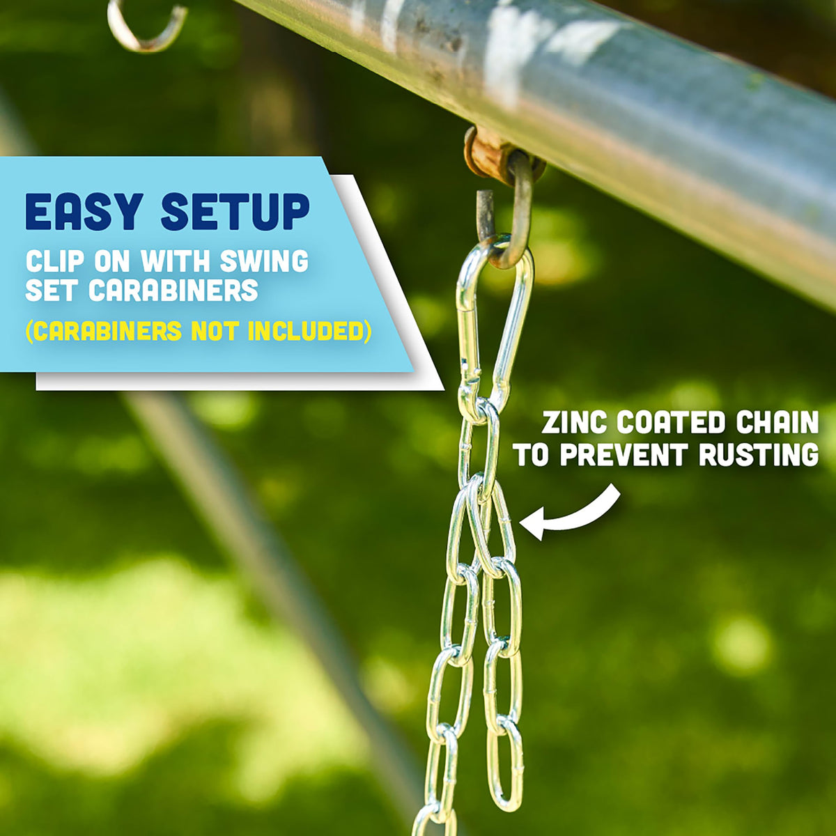 Galvanized hardware ensures durable backyard setup