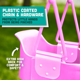 Squirrel Products pinch-free brackets protect tiny fingers while swinging.