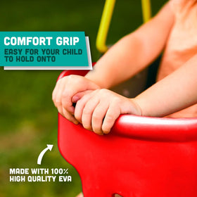 Squirrel Products swing with plastic-coated chains, safer playtime for curious toddlers