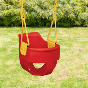 Squirrel Products red toddler seat supporting up to 150 lbs