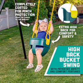 Squirrel Products swing green finger grip close-up highlighting pinch-free handling
