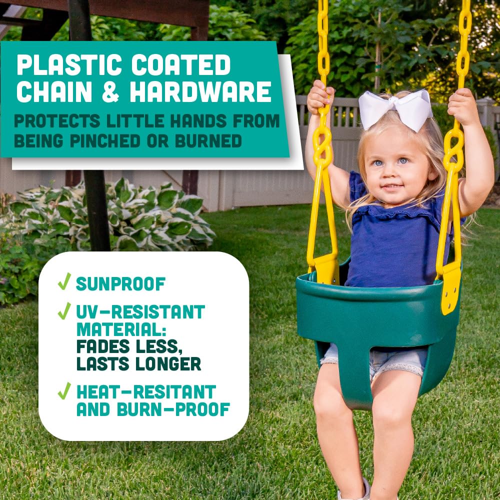 Squirrel Products premium high back bucket swing green seat close-up