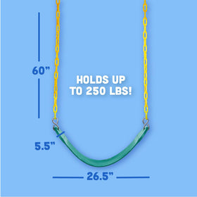 Squirrel Products 250-pound capacity seat supports kids and adults for backyard fun.