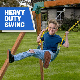 Squirrel Products swing seat with chain enables quick, secure setup for outdoor fun.