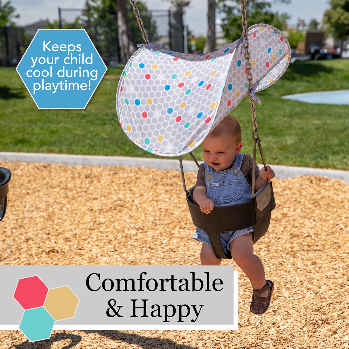Squirrel Products Swing Shade compatible with most swing sets for flexible installation