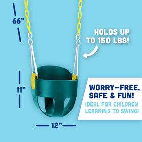 Squirrel Products swing supports up to 150 lbs for growing kids.