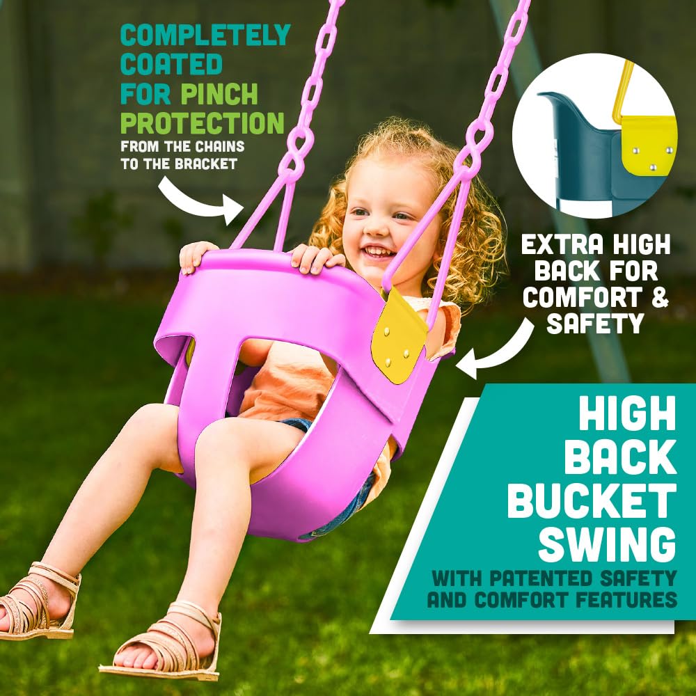 Squirrel Products finger-grip front feature helps little hands stay securely on seat.