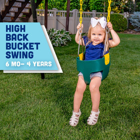 Squirrel Products plastic-coated chains reduce pinch points for safer play.
