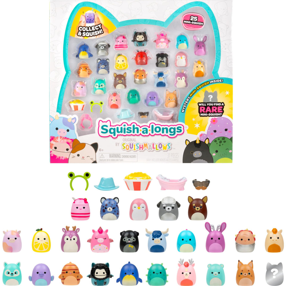 Squish-a-longs mini-squish 25-pack front view for on-the-go collecting.