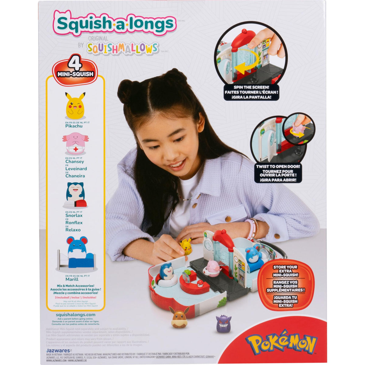 Squish-a-longs Pokémon Center Bed, compact resting place for your Mini-Squish pals.