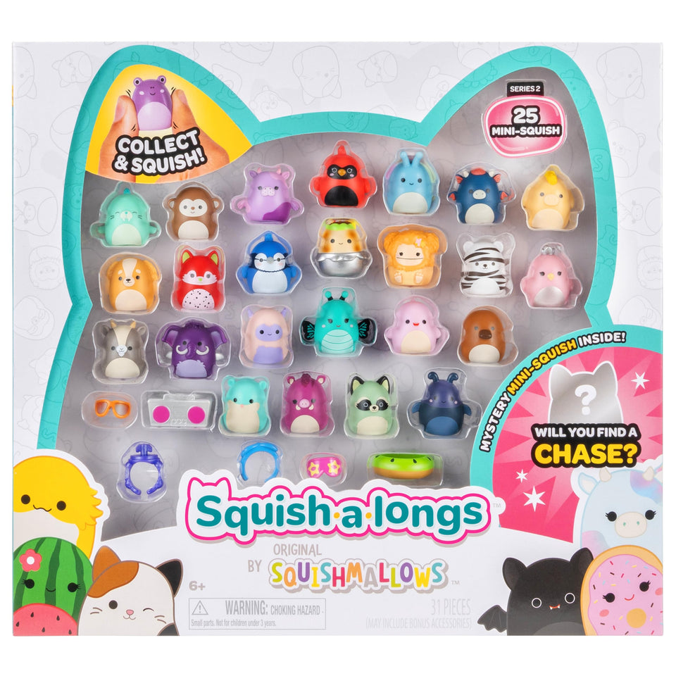 Squish-a-longs Series 2 25-pack mini-squish for collecting, trading, and displaying.