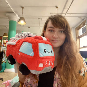 Squishable GO! Fire Truck 12-inch close-up fur, ultra-soft texture ideal for cuddles and display.