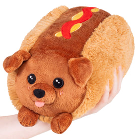 Squishable Mini Dachshund Hot Dog plush in full-body view for cozy desk cuddles.