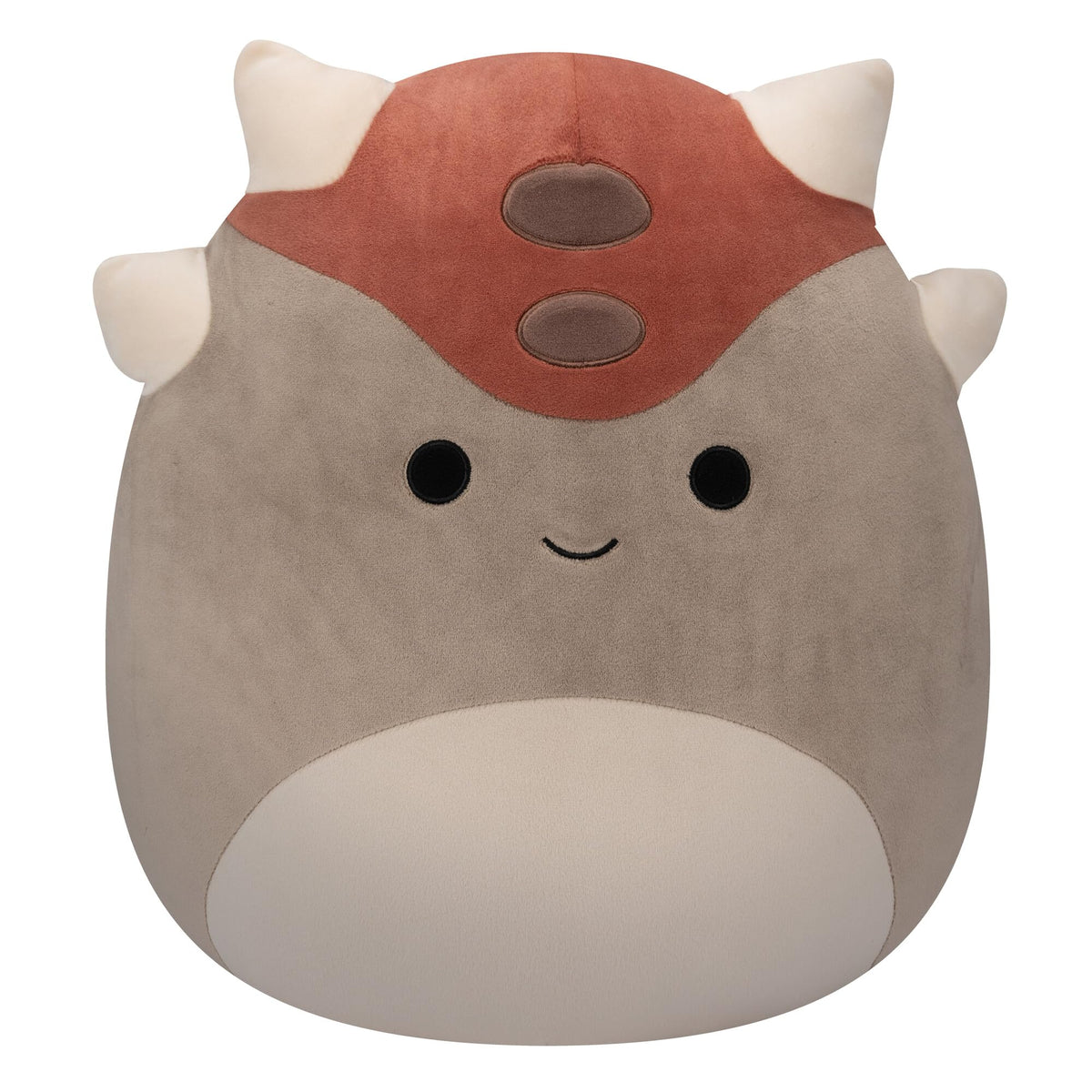 Squishmallows Ainhoca grey ankylosaurus front view, ultra-soft plush for cozy snuggles