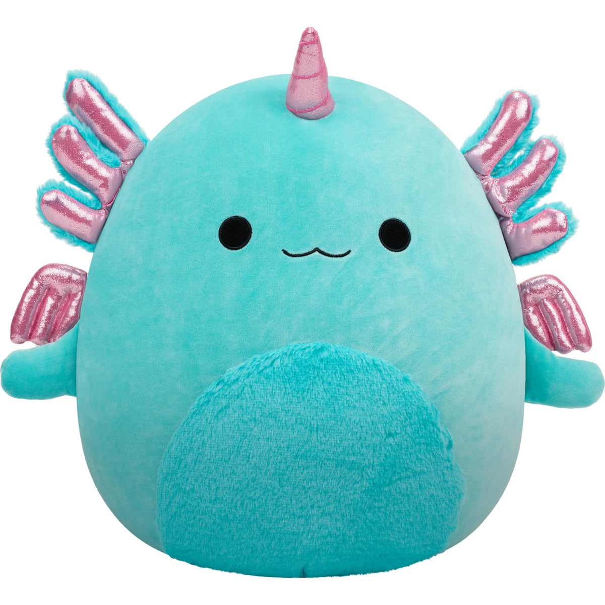 Squishmallows Bellamy teal axolotl alicorn plush 14in for comforting cuddles on the go.