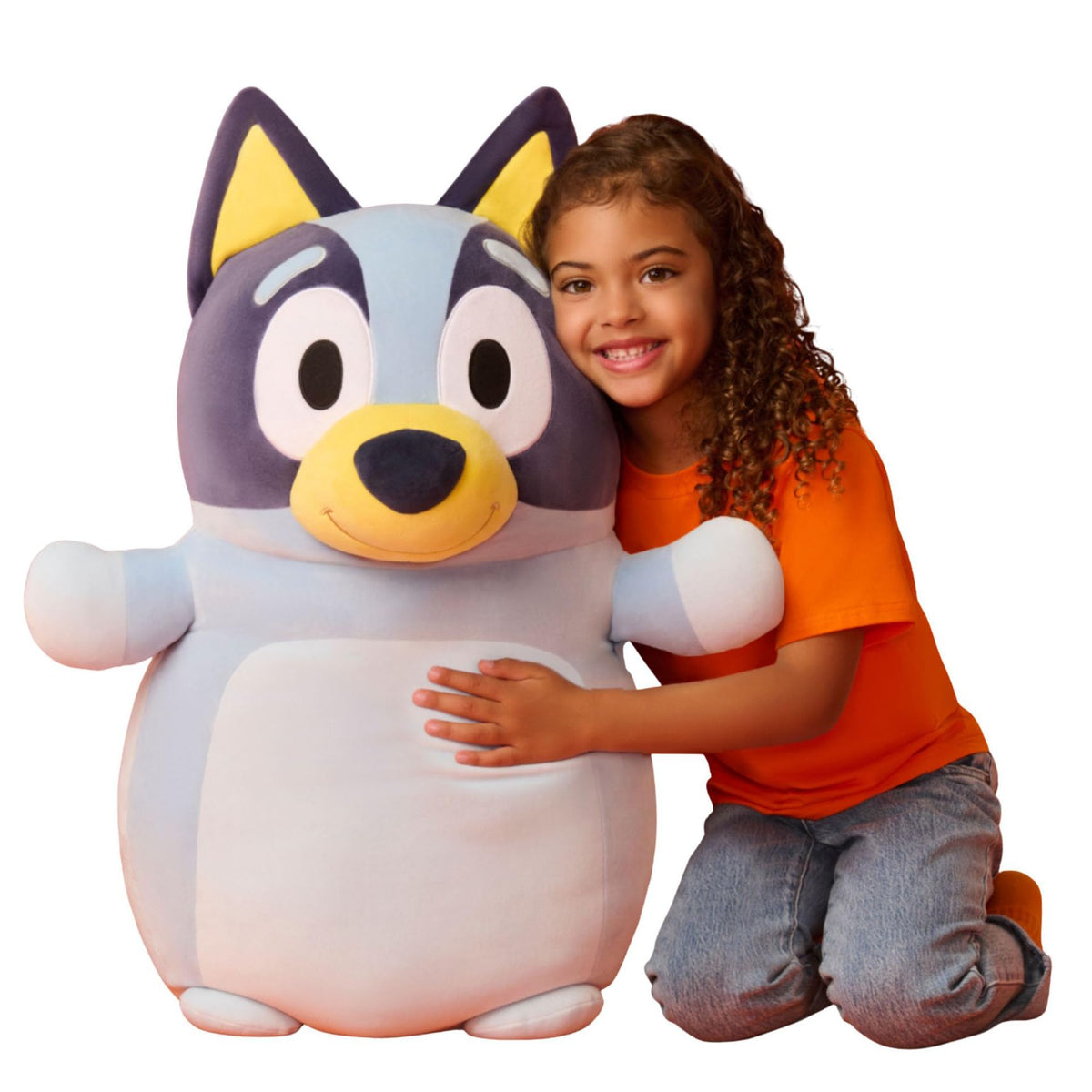 Squishmallows Bluey HugMees 26-inch plush ready for big cuddles.