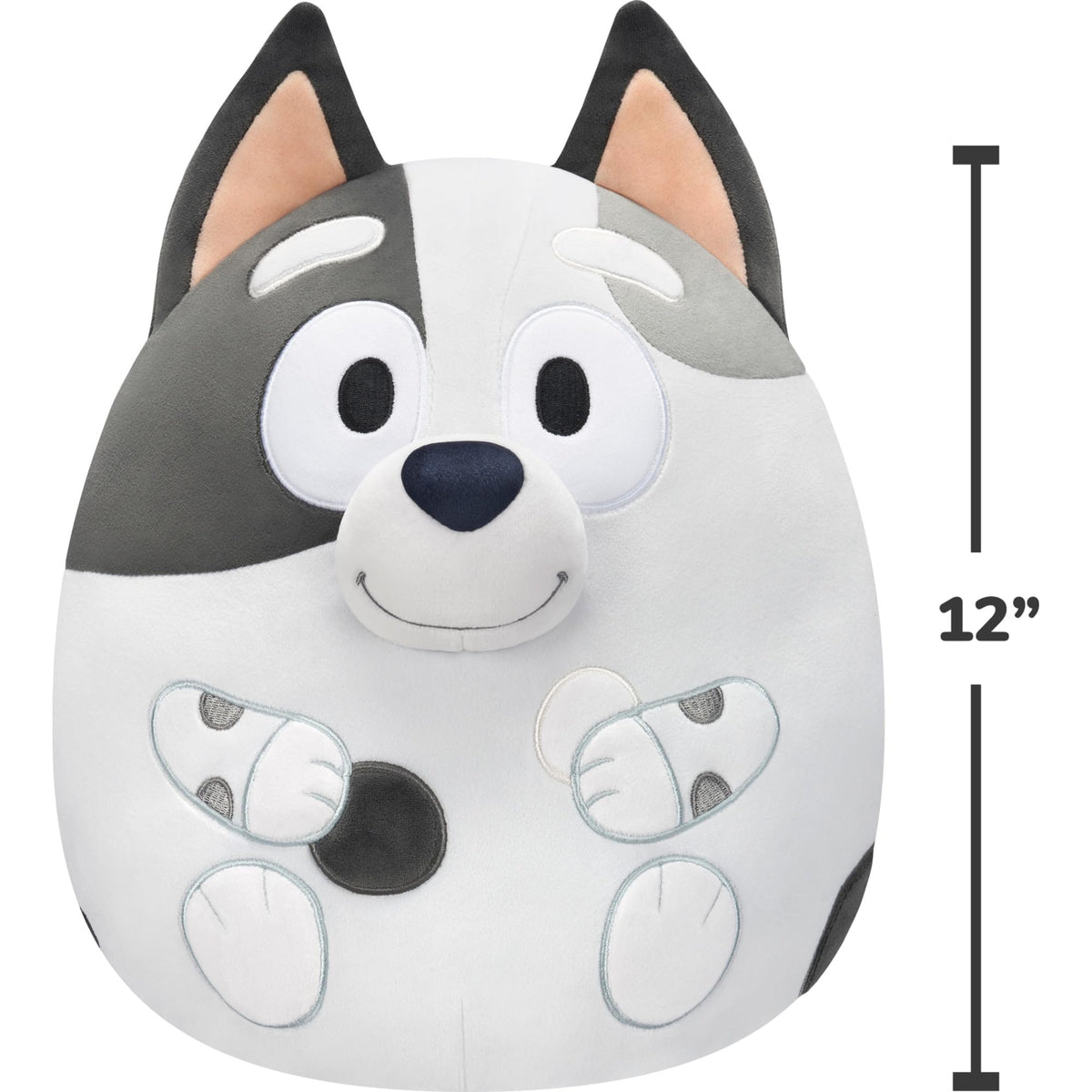 Squishmallows Muffin Bluey 12in close-up reveals ultrasoft fabric texture