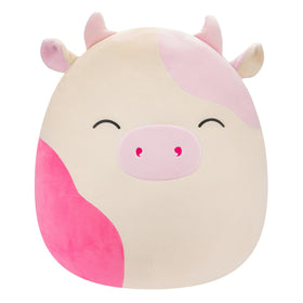 Squishmallows Caedyn 20-inch cream cow full view, ultra-soft hug-friendly plush