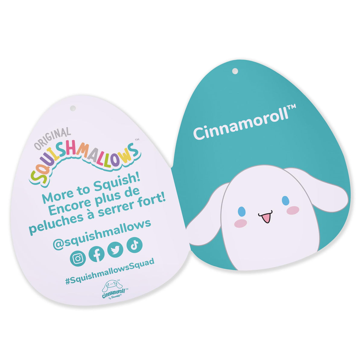 Squishmallows Cinnamoroll plush side view showing 14-inch size.