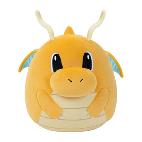 Squishmallows Dragonite 10in plush front view, ultrasoft cuddle buddy for travel
