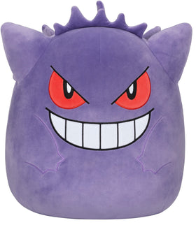 Squishmallows Gengar 14-inch plush front view, ultra-soft cuddle buddy for travel and sleepovers.